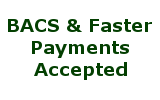 BACS and Faster Payments bank transfers accepted