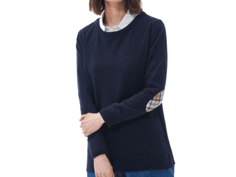 barbour pendle navy crew knit jumper ladies