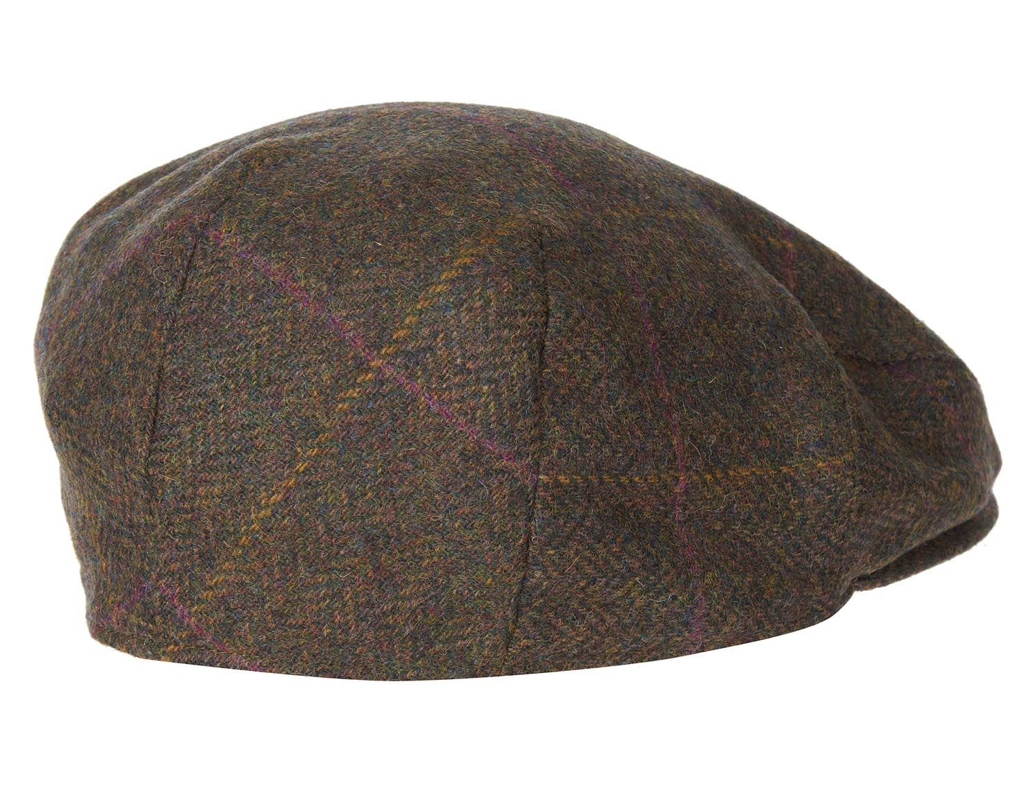 barbour crieff olive purple yellow wool tweed flat cap