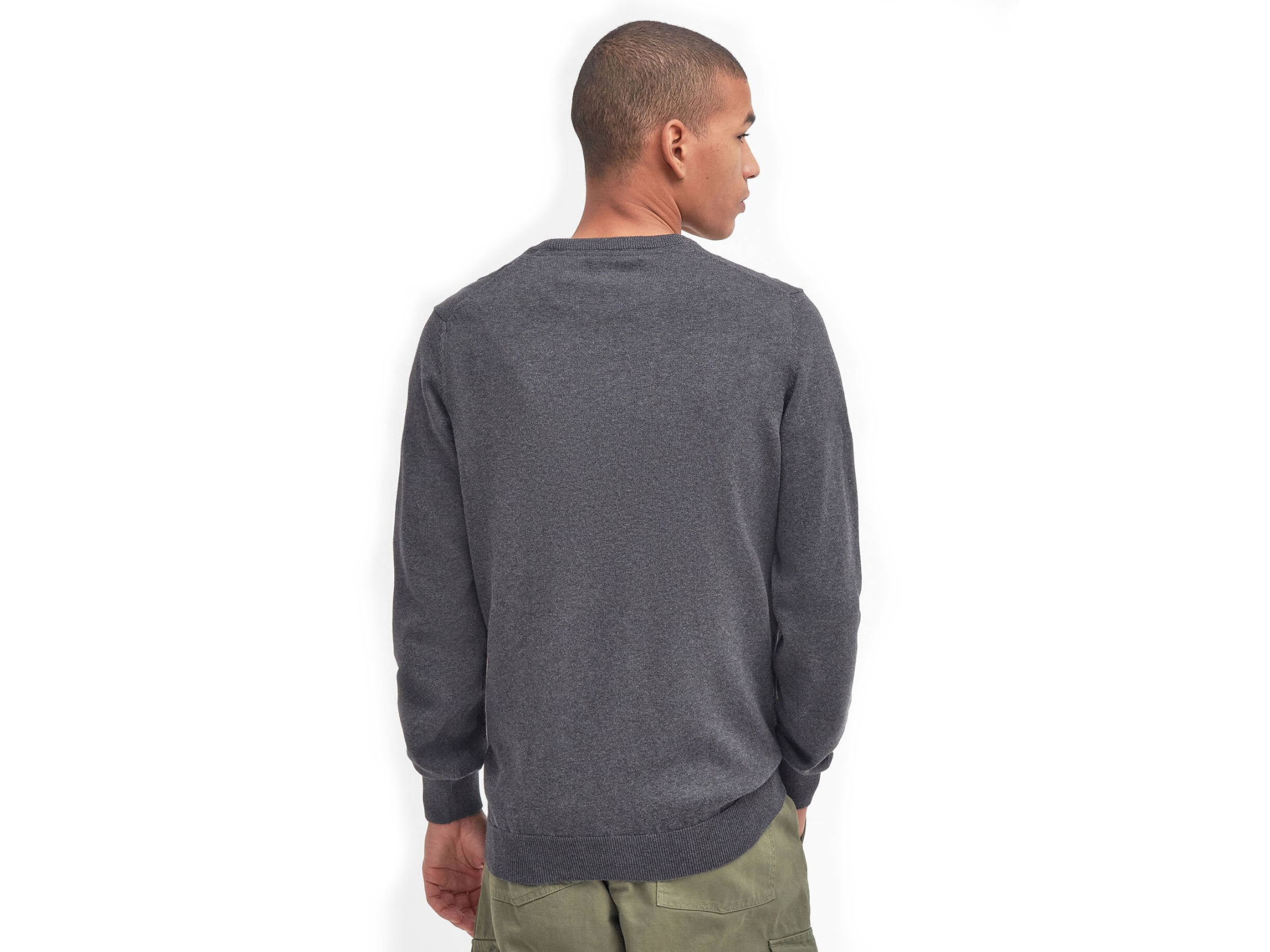 charcoal pima cottom crew neck jumper barbour