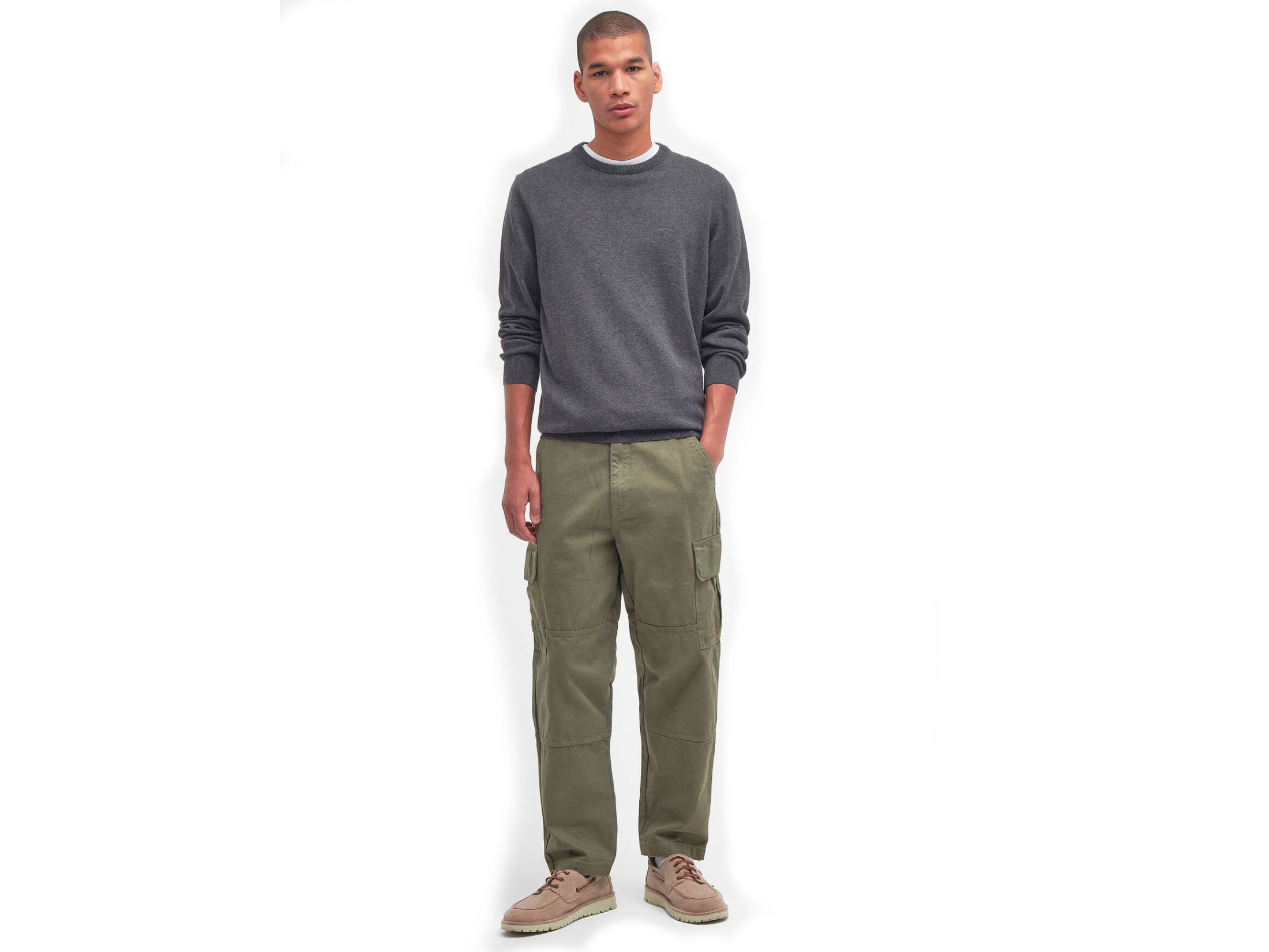 barbour pima cotton jumper creck neck charcoal