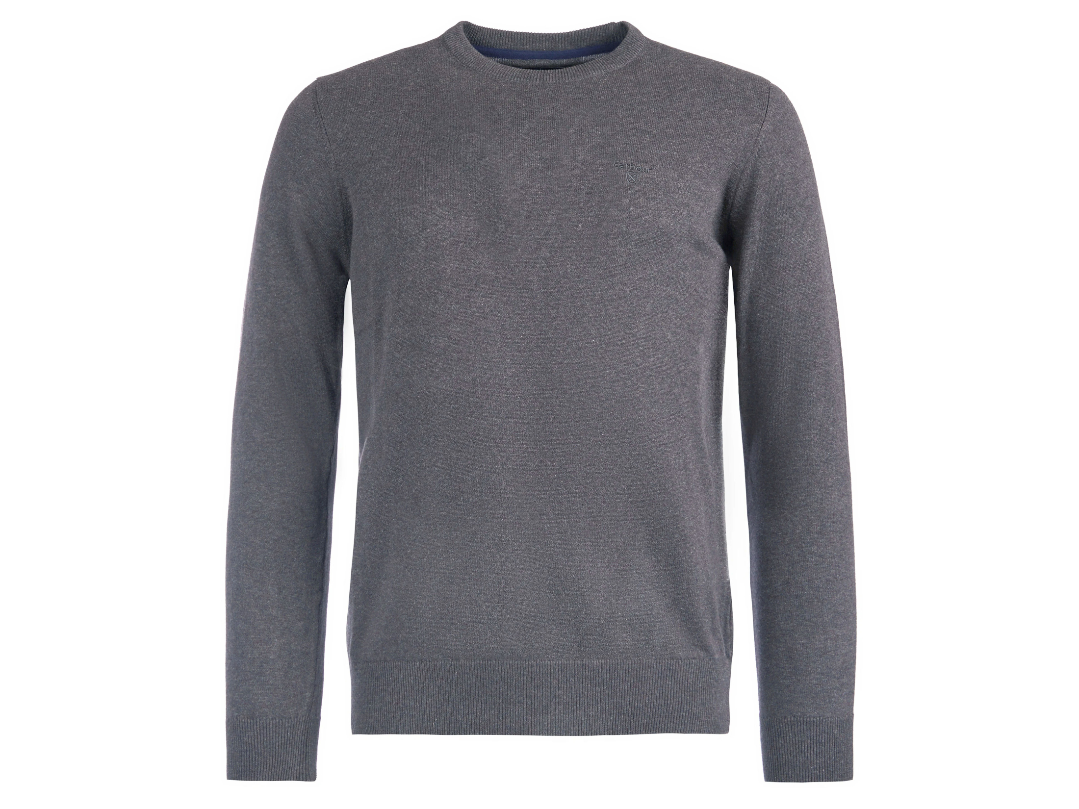 Barbour Pima Cotton Crew Neck Jumper Charcoal Main Image barbour pima cotton crew neck jumper charcoal
