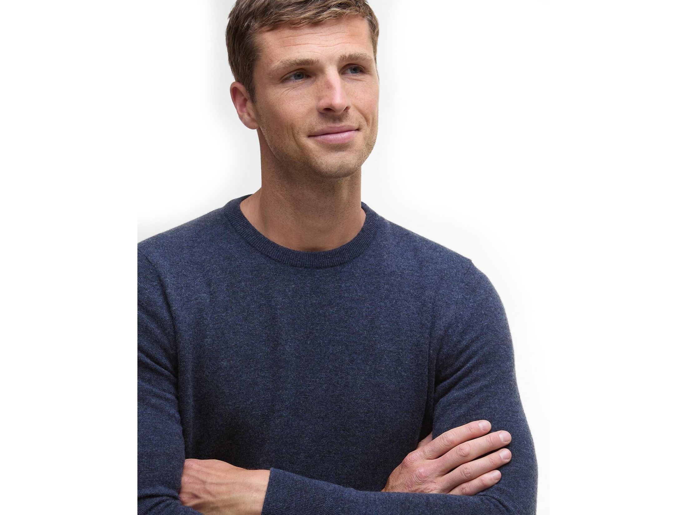 barbour crew neck navy waterbury jumper