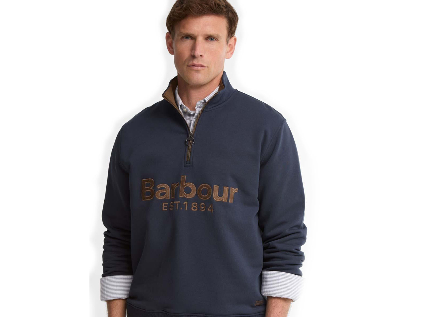 fosse half zip navy barbour sweatshirt