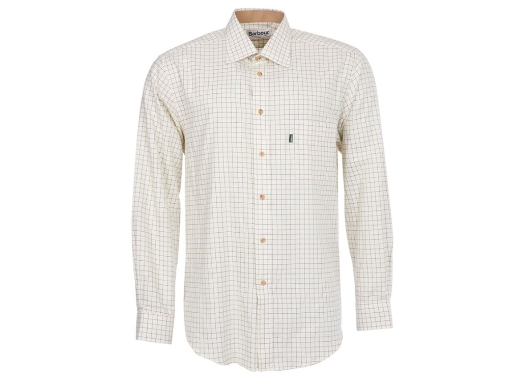 barbour field tattersall green brown check shirt