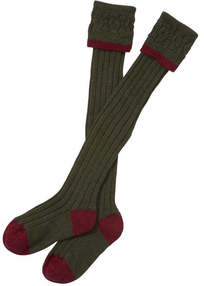 Barbour Contrast Olive & Cranberry Socks
