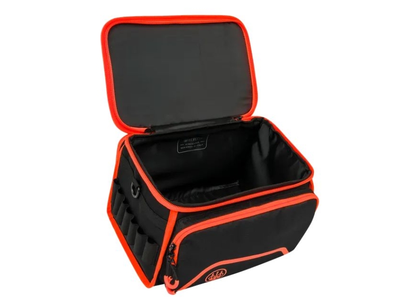 150 challenge back black and orange cartridge bag