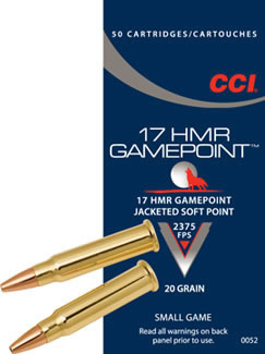 CCI .17 HMR 20gr Gamepoint HP Hollow Point Ammunition 0052