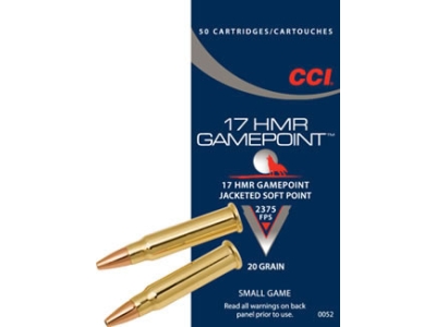 CCI .17 HMR 20gr Gamepoint HP Hollow Point Ammunition 0052