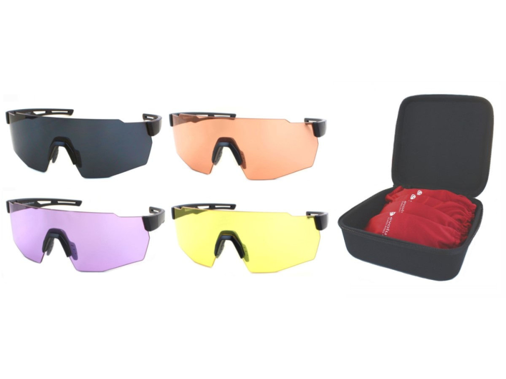 evolution rapide set of glasses x 4 grey orange yellow purple