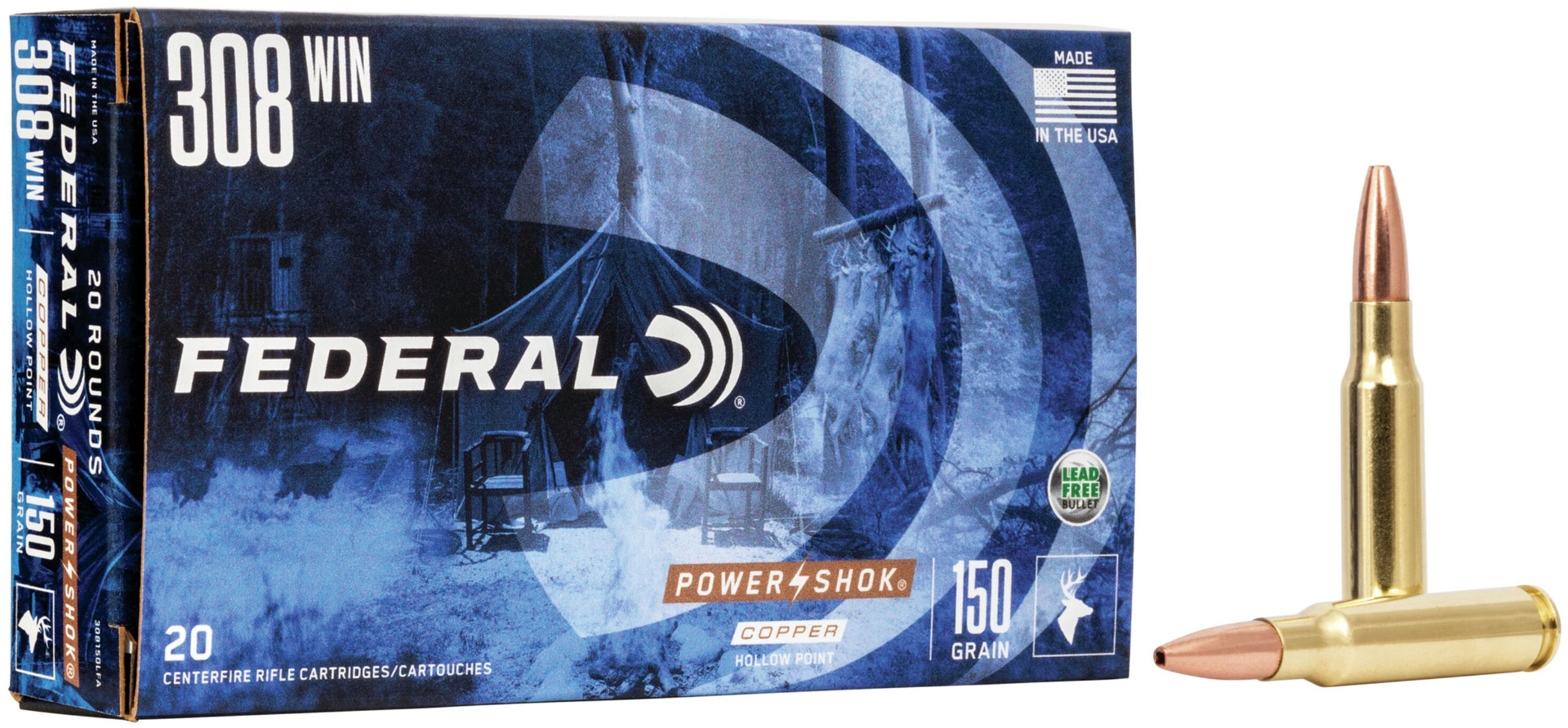 Federal .308 150Gr HP Power-Shok Copper Non-Toxic Ammunition