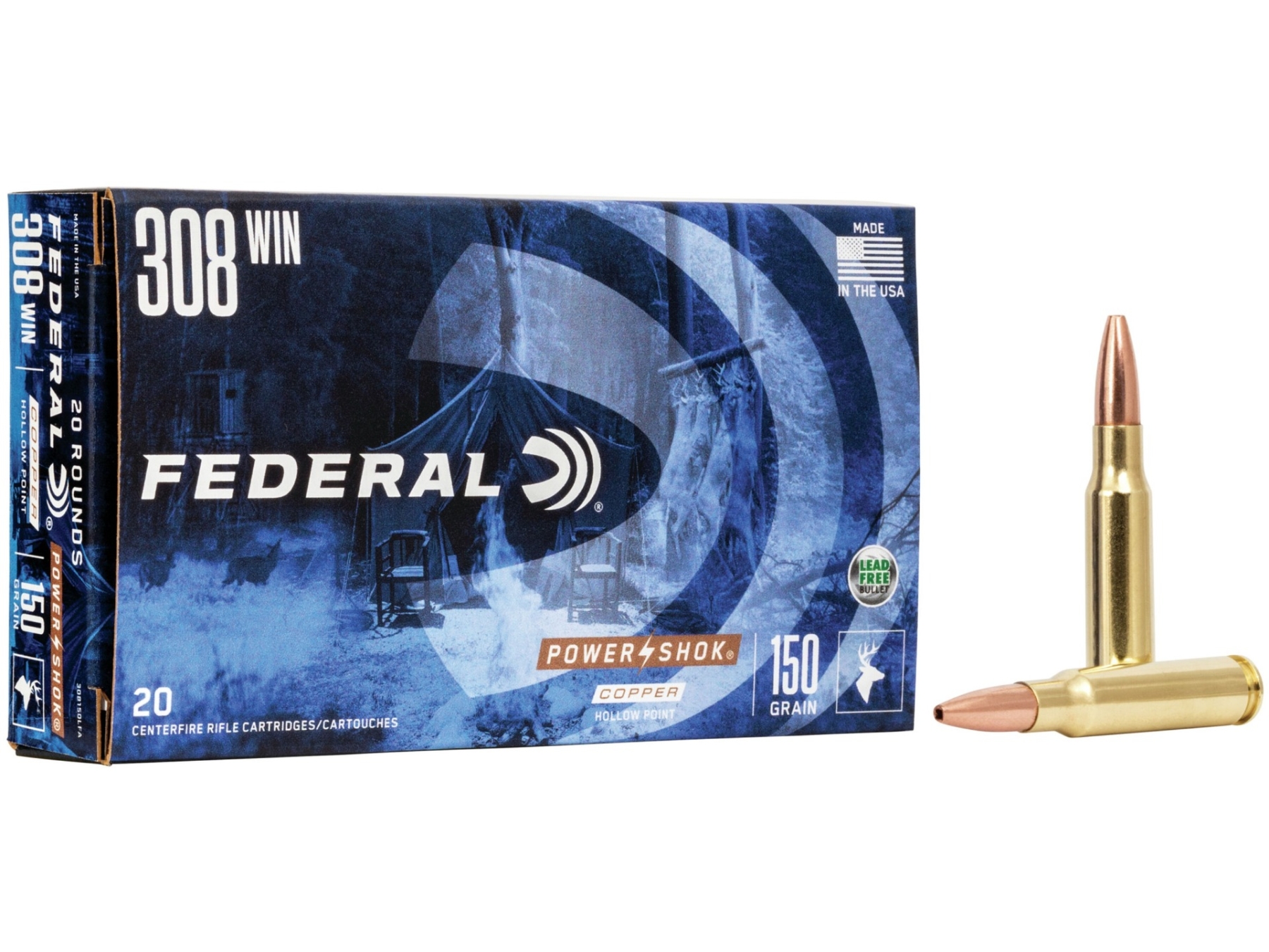 Federal .308 150Gr HP Power-Shok Copper Non-Toxic Ammunition