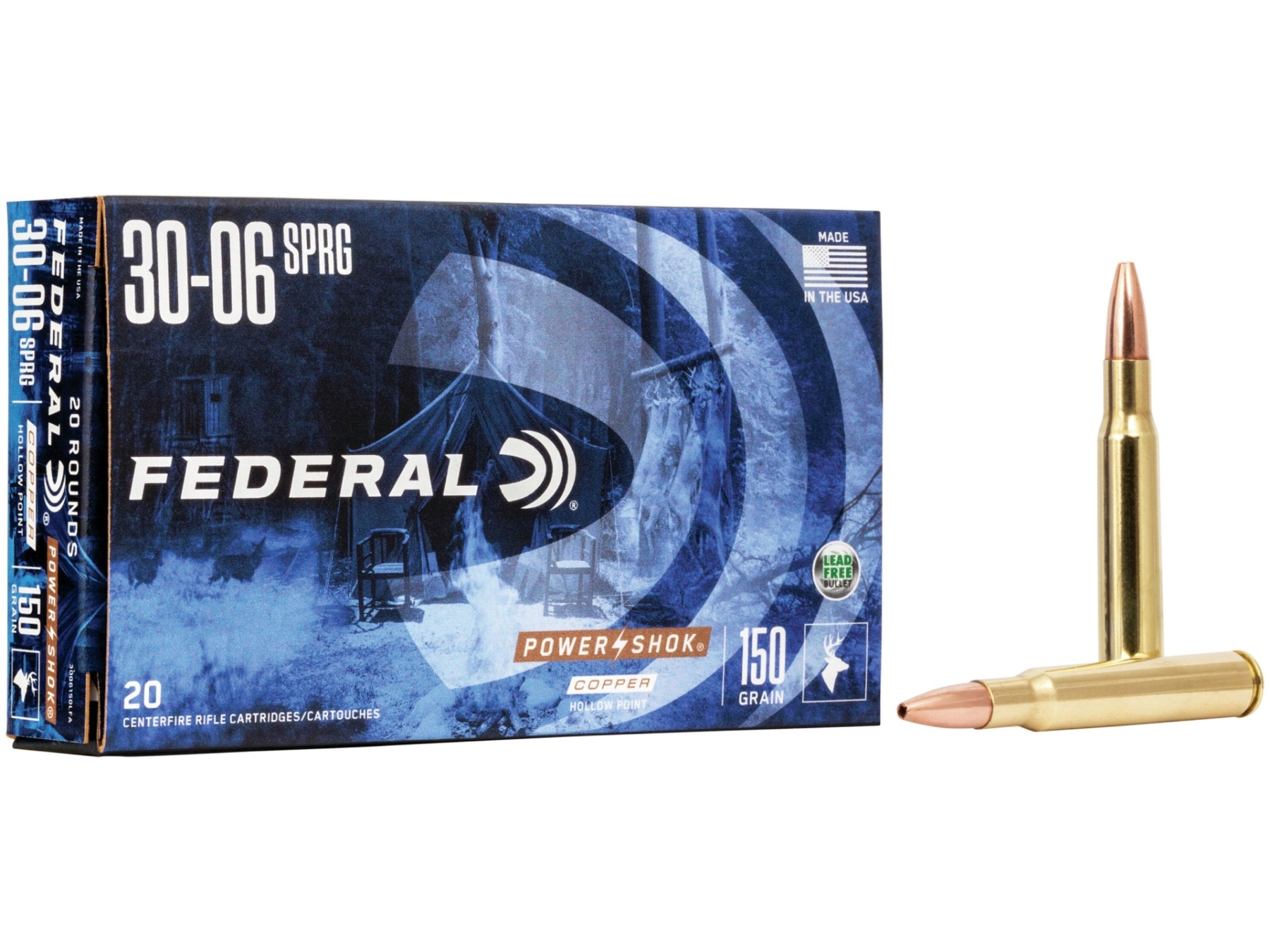 Federal .30-06 150Gr HP Power-Shok Copper Non-Toxic Ammunition