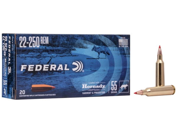 Federal .22-250 55gr V-Max Ammunition 22250VM2