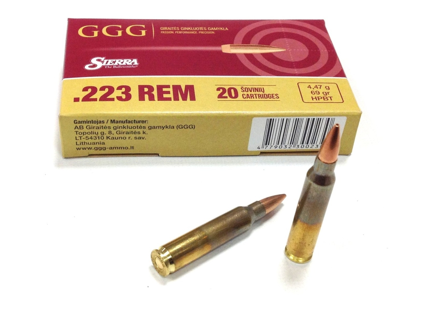 GGG .223 69gr Ammunition Loaded With Sierra HPBT Match Bullet