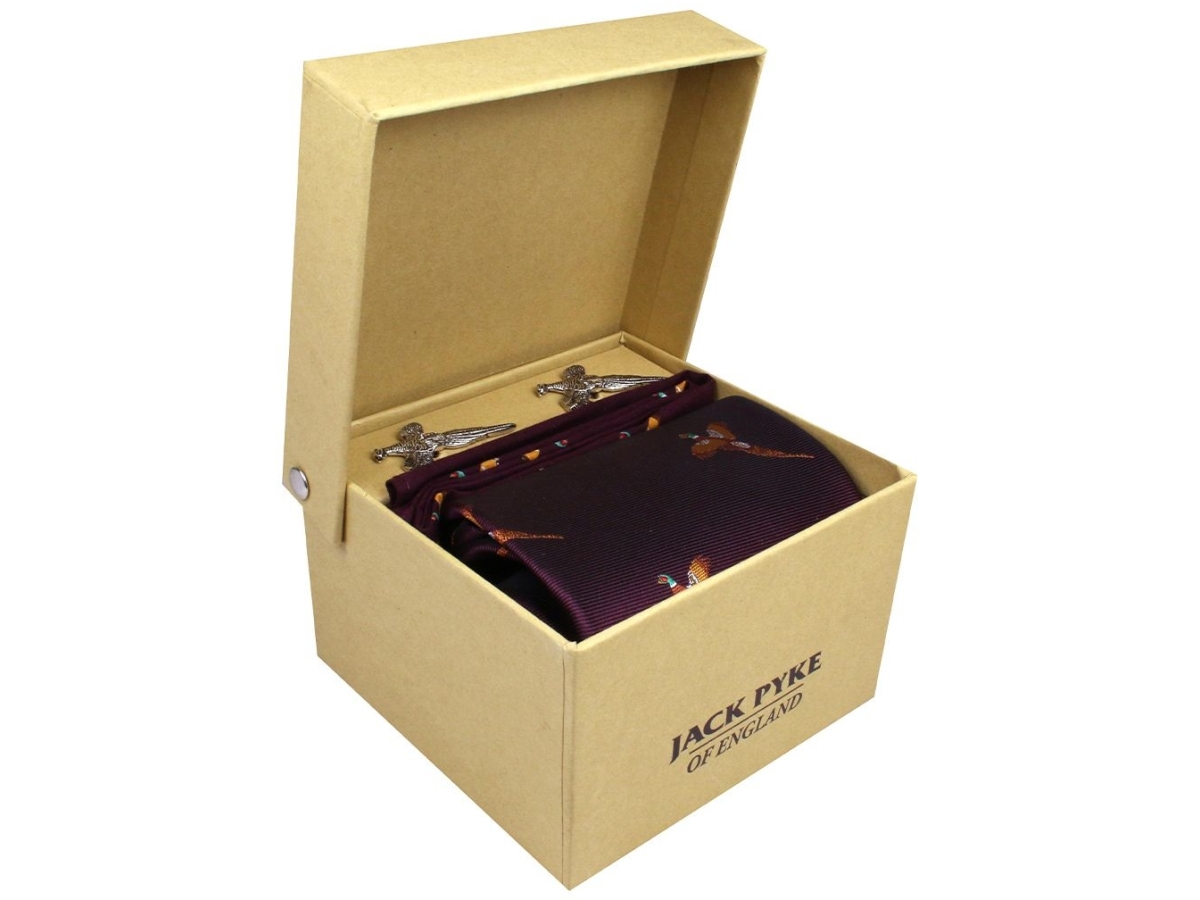  Hanky & Cufflinks Gift Set - Wine Red