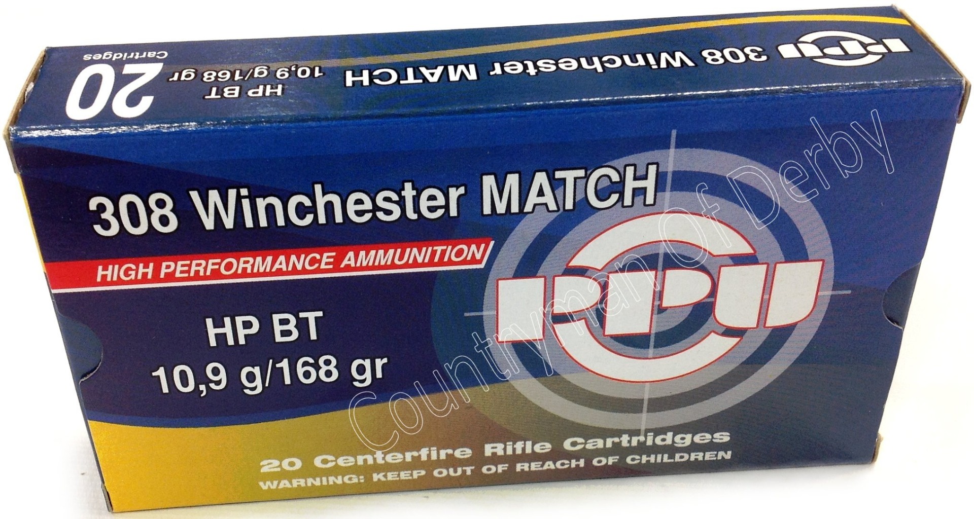 PPU .308 Win 168gr HPBT Match Ammunition