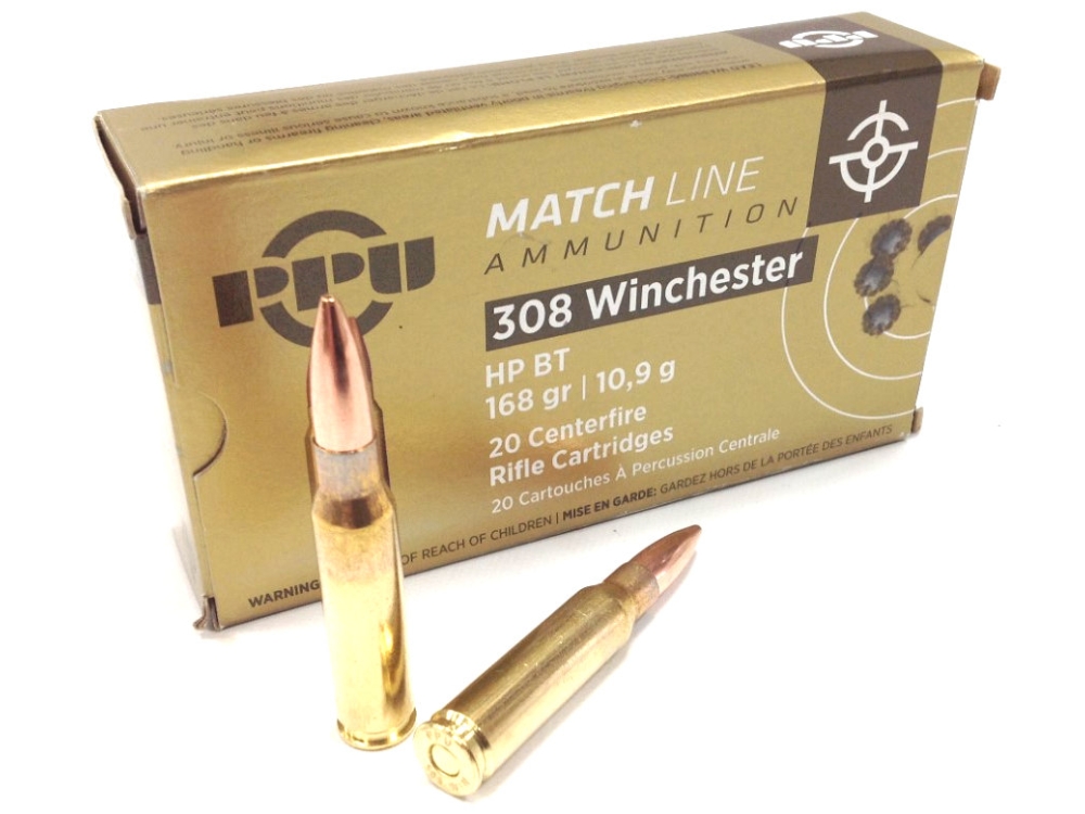 ppu .308 168gr hp bt match ammo