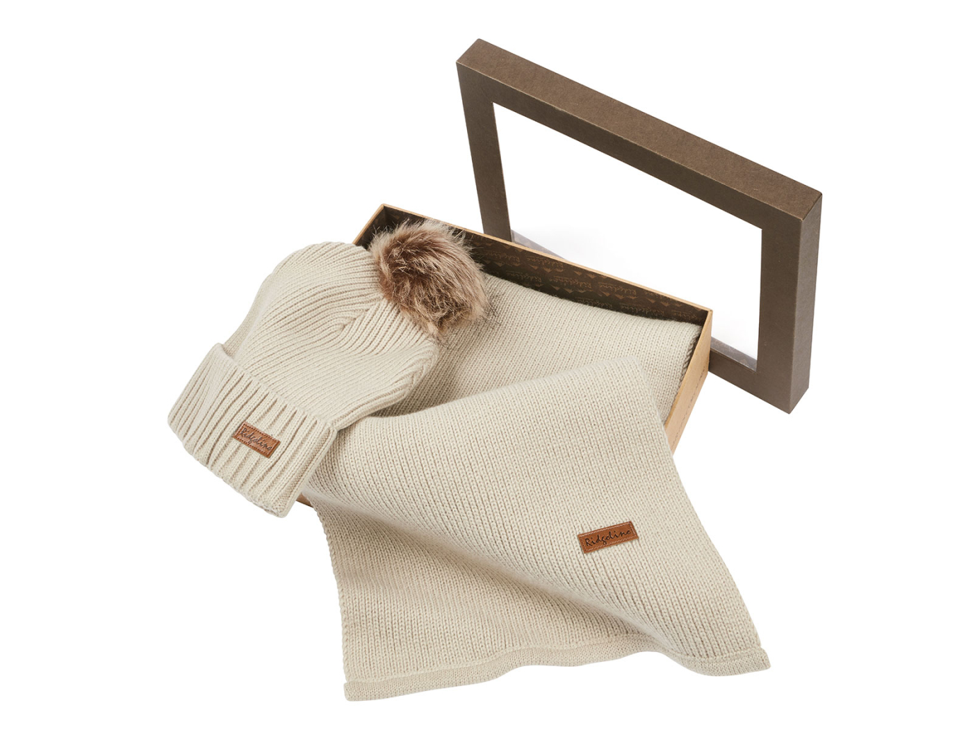 gift set scarf and bobble hat baltic ridgeline sand