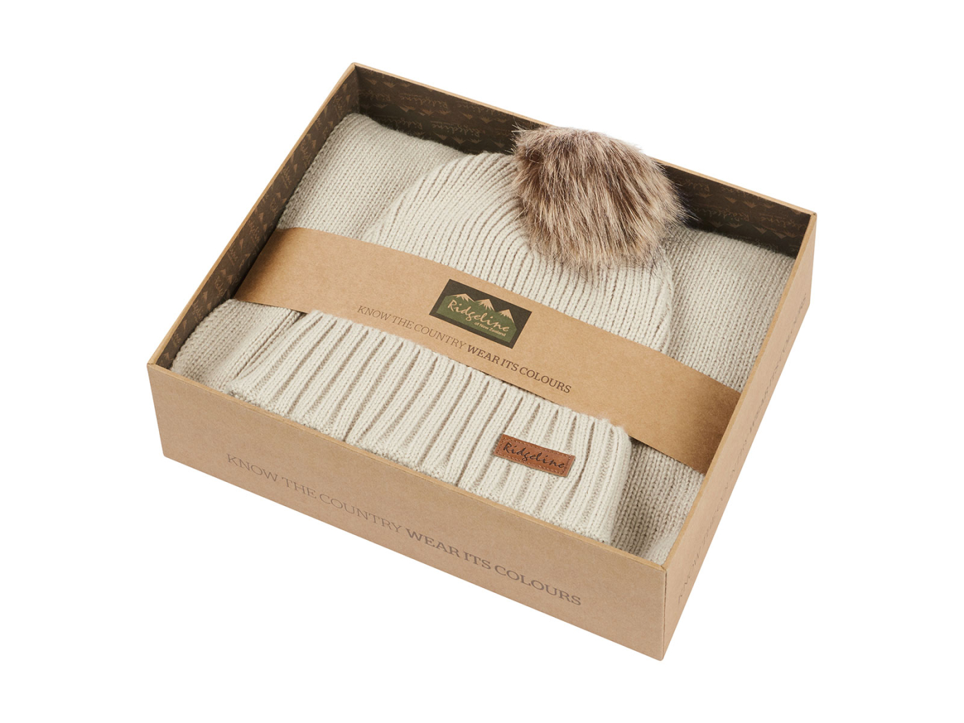 set sand scarf and bobble hat set sand ridgeline