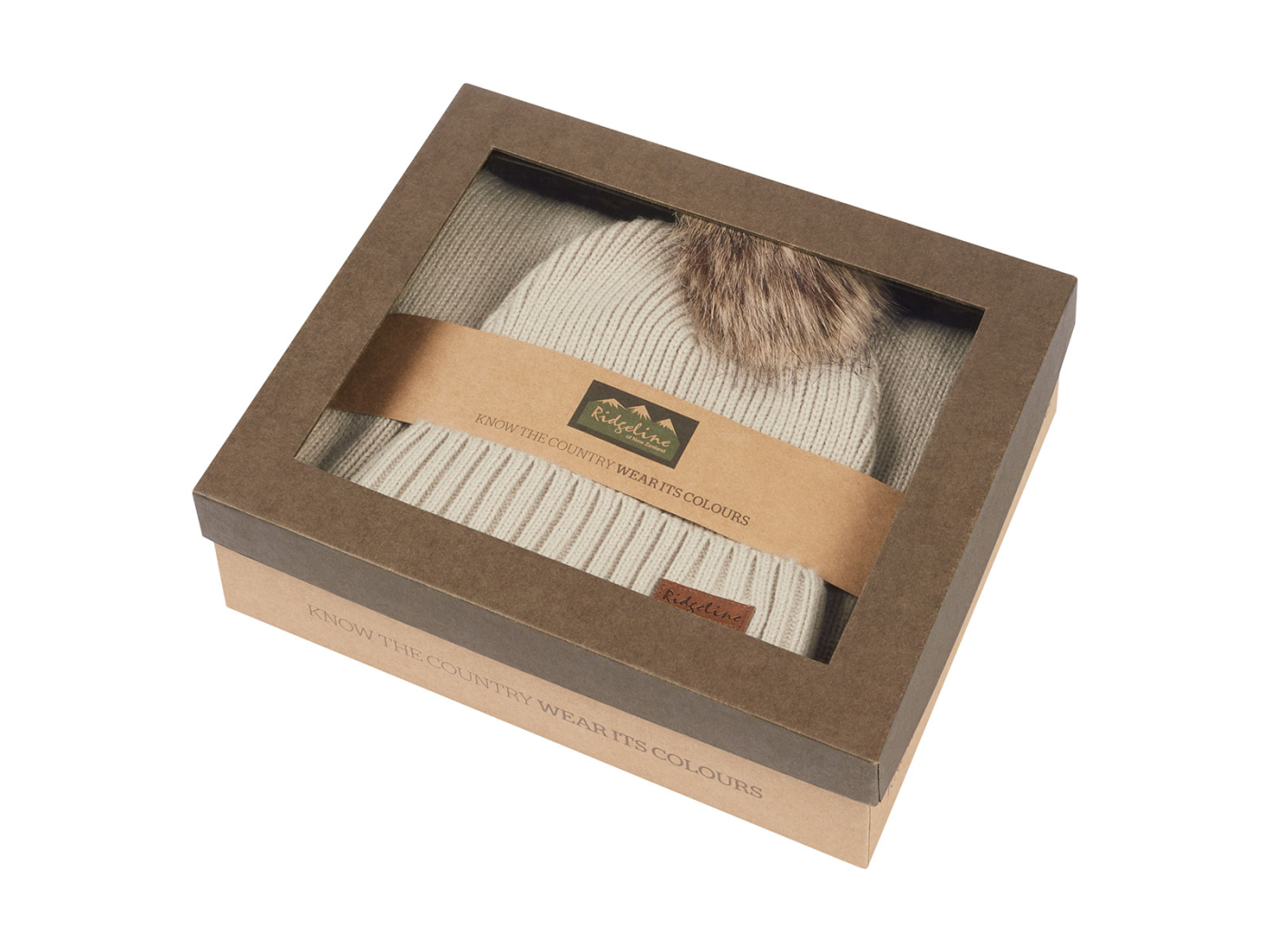 ridgeline baltic bobble hat and scarf set sand