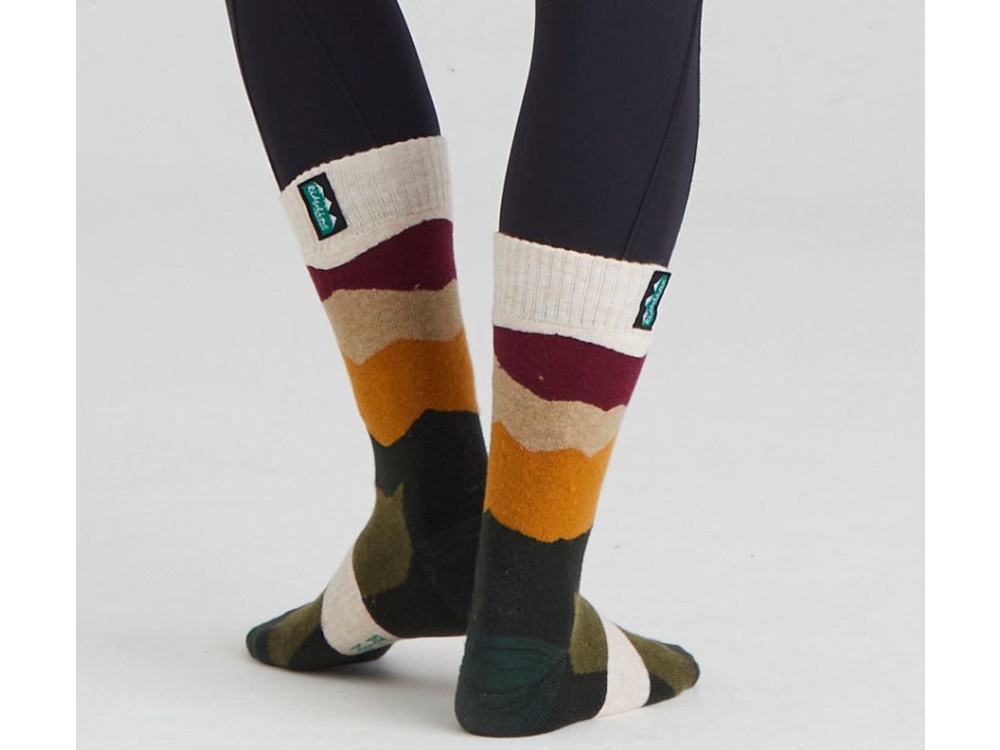 Ridgeline Merino Wool Socks Mid-Length Berry Stripes Main Image ridgeline berry striped sock