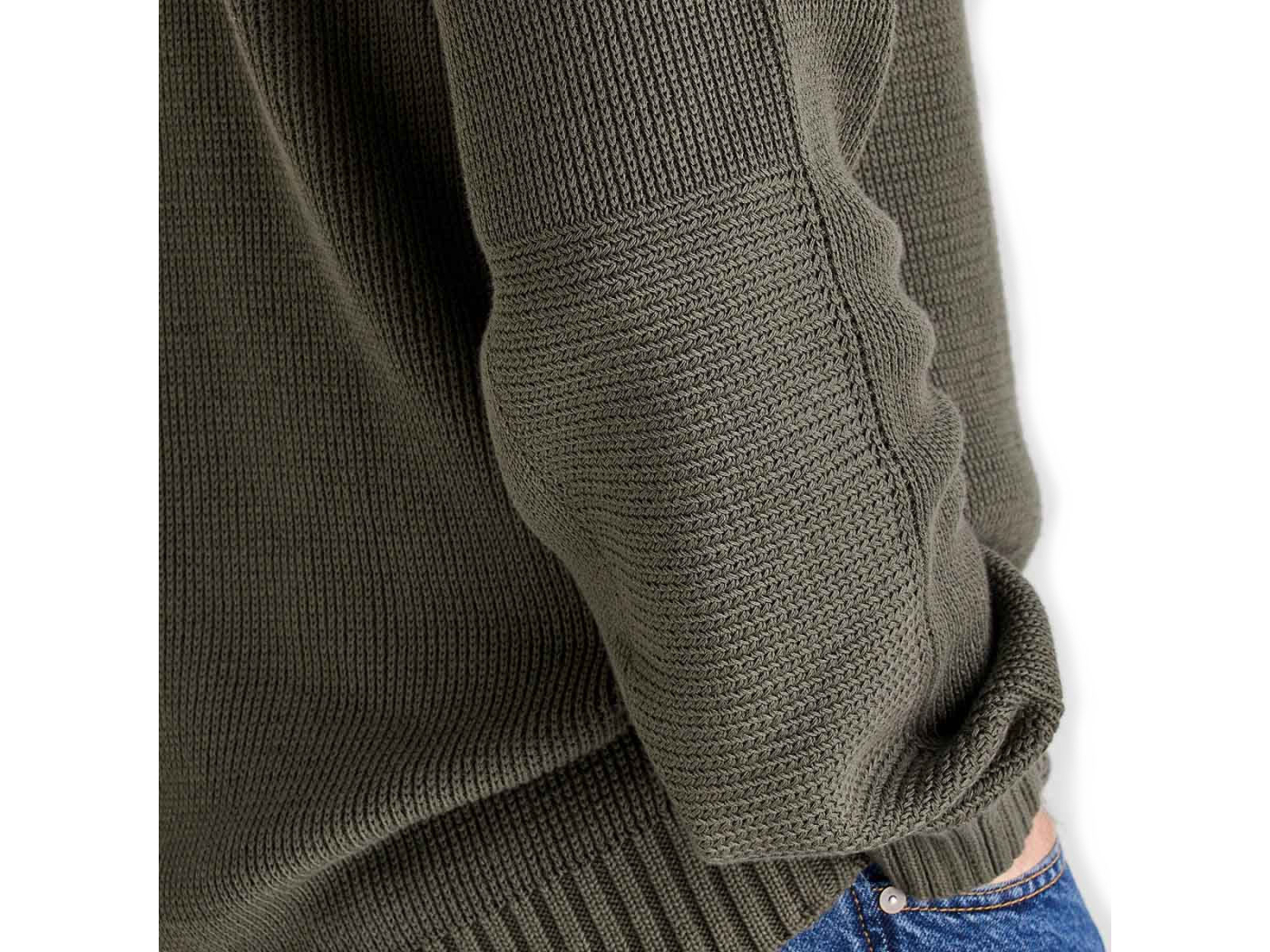 journeyman ridgeline knitted jumper moss knit crew neck
