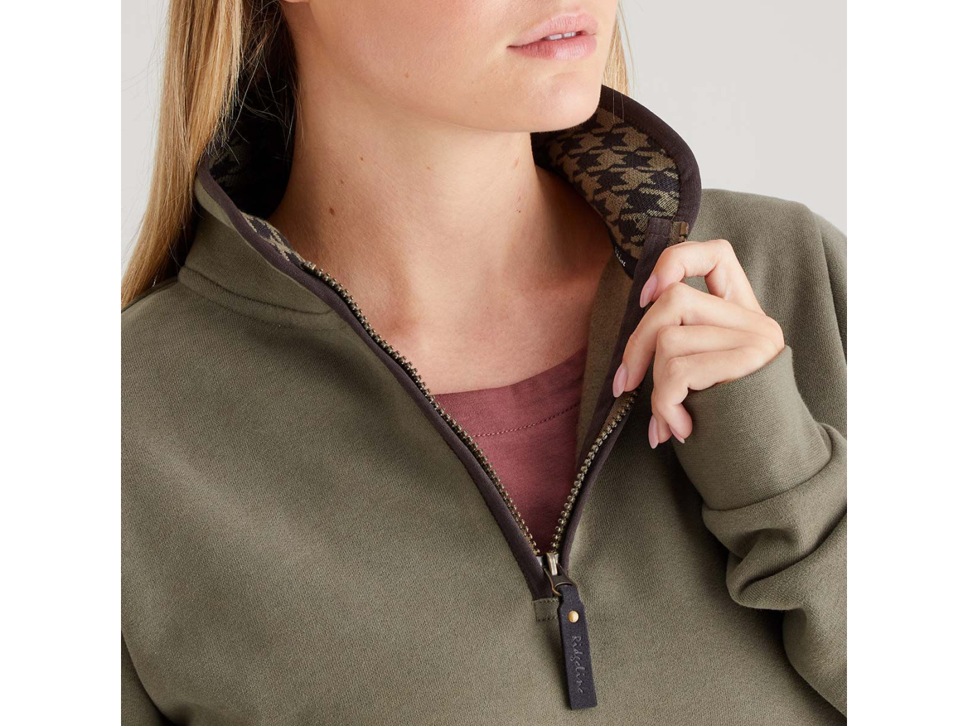 ridgeline smokey olive brancaster quarter zipped top