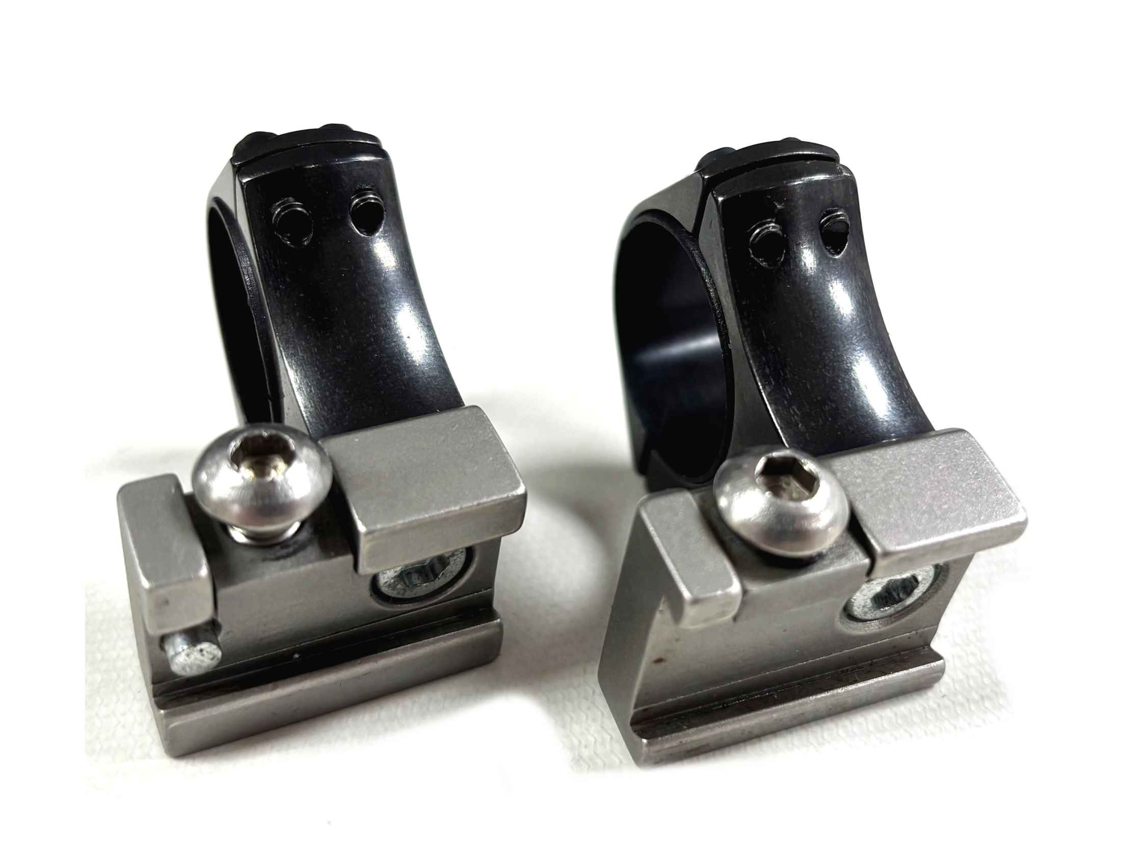 Used Sako Optilock Stainless Bases & 1" Blued Med Rings Main Image used optilock stainless 1 inch rings and bases