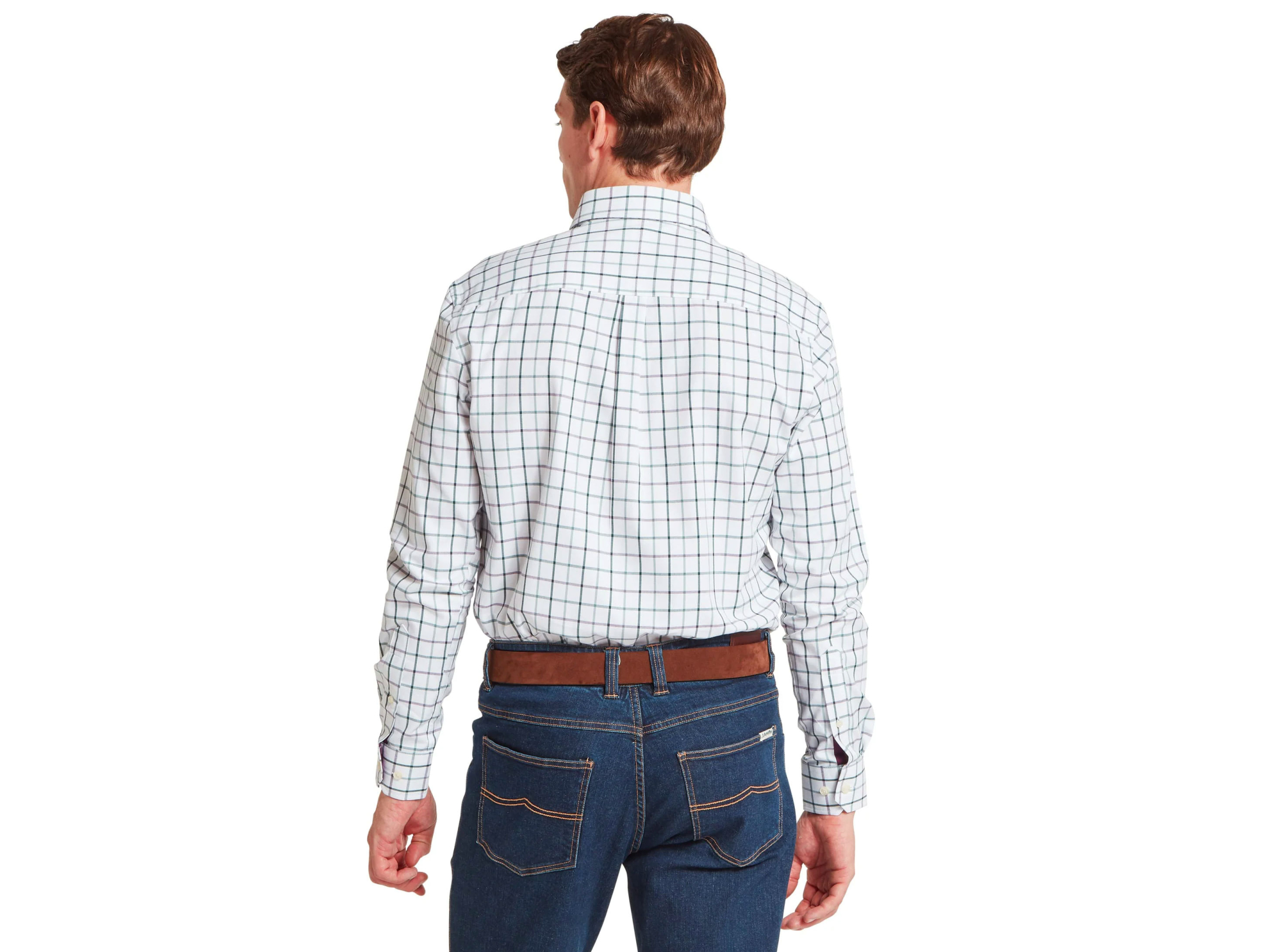tailored deep purple check shirt schofeel baconsthorpe