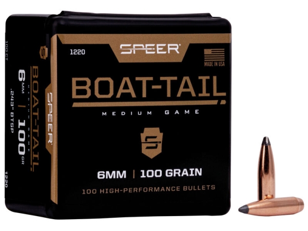 Speer 6mm .243 100gr Boat-Tail SP Soft Point Bullet Heads 1220