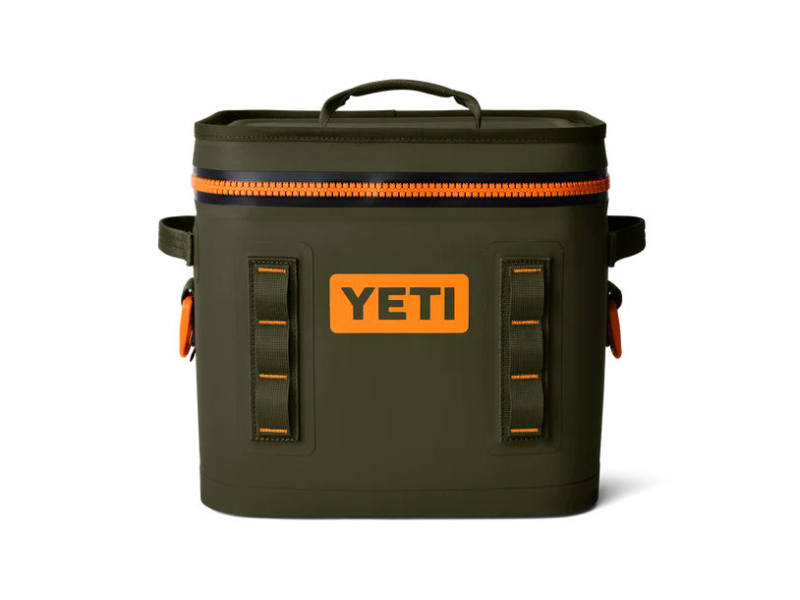 yeti 12 flip hopper soft cooler olive/king crab orange