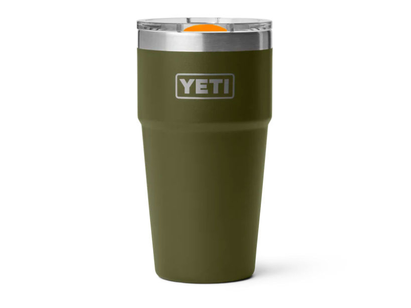 yeti 20oz rambler stackable cup olive and king crab orange
