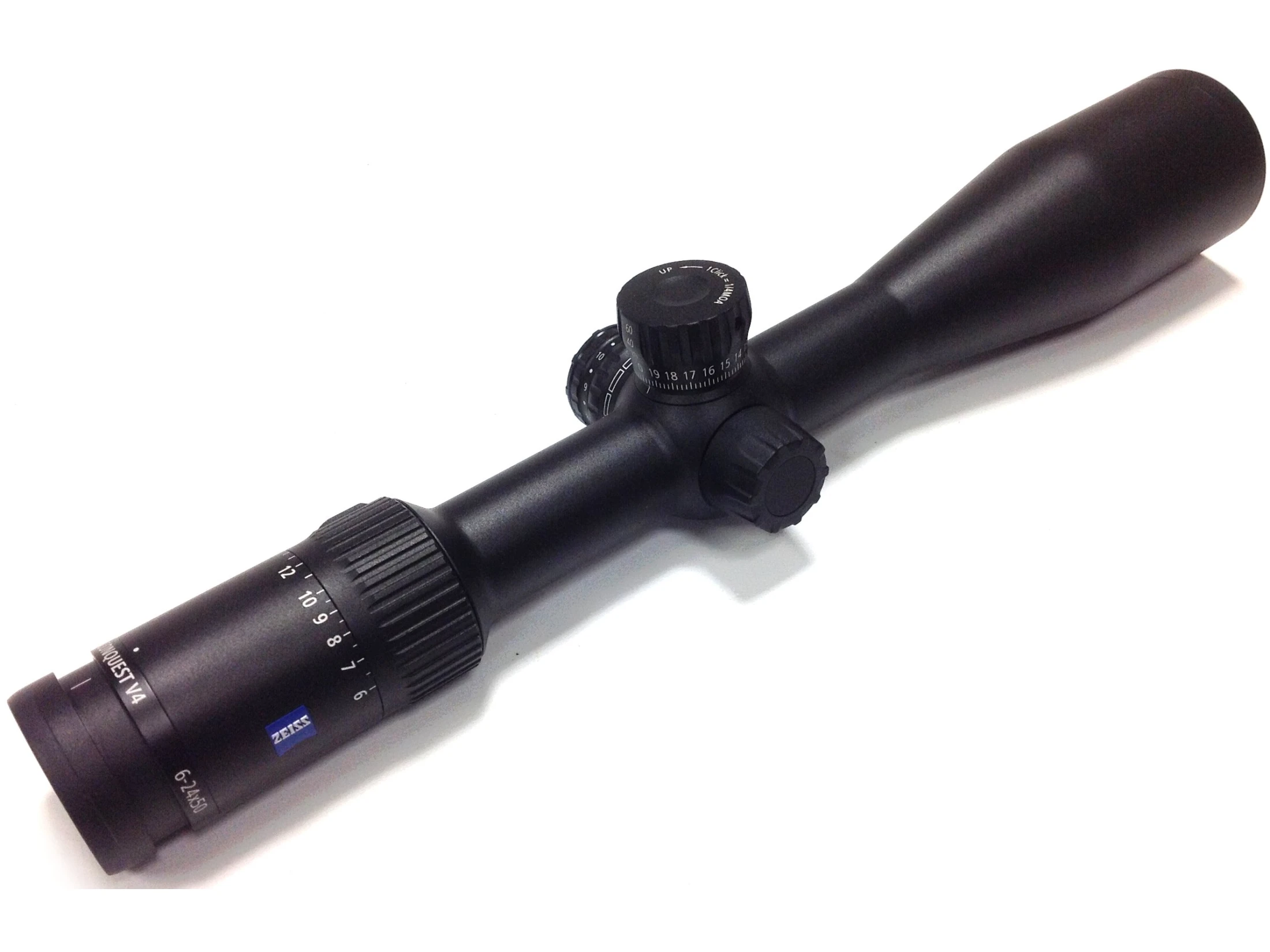 FOCUHUNTER Ottica Cannocchiale Caccia 4-24x50mm Cannocchiale Carabina Illuminato Reticolo Rosso/Verde Telemetro Rapido Airsoft Mirino con Weaver/Picatinny Rail Mounts (ManopolaAlta