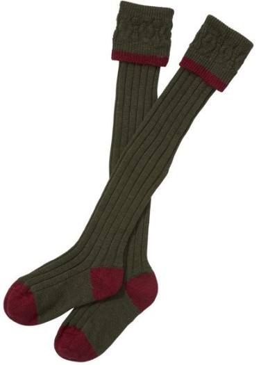 Barbour Contrast Olive&Cranberry Socks