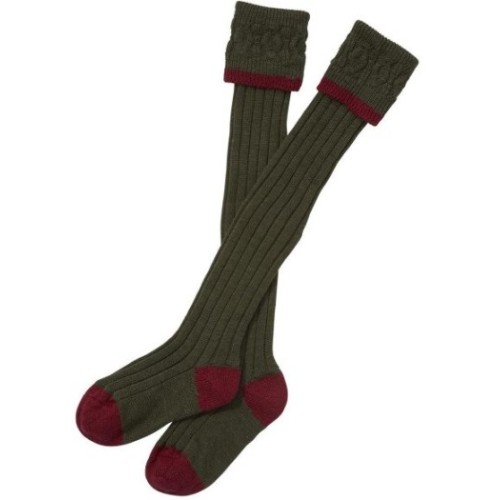 Barbour Contrast Olive&Cranberry Socks