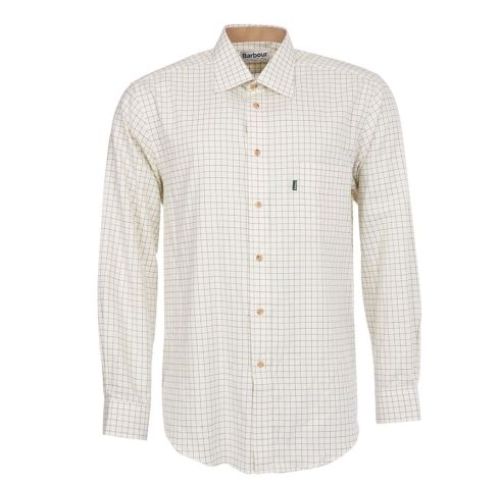 barbour field tattersall green brown check shirt