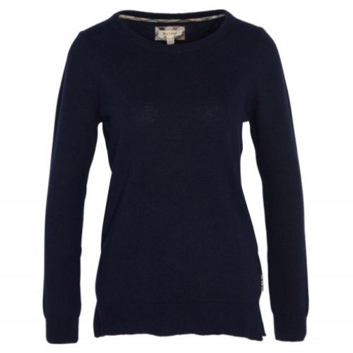 barbour pendle crew knit ladies jumper navy