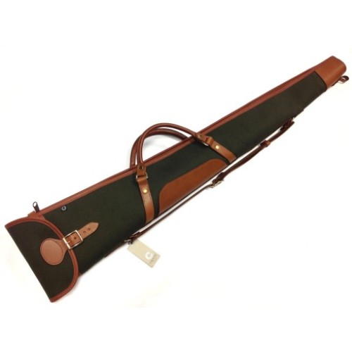 Croots Rosedale Canvas & Leather Padded Shotgun Bag - Green / Tan