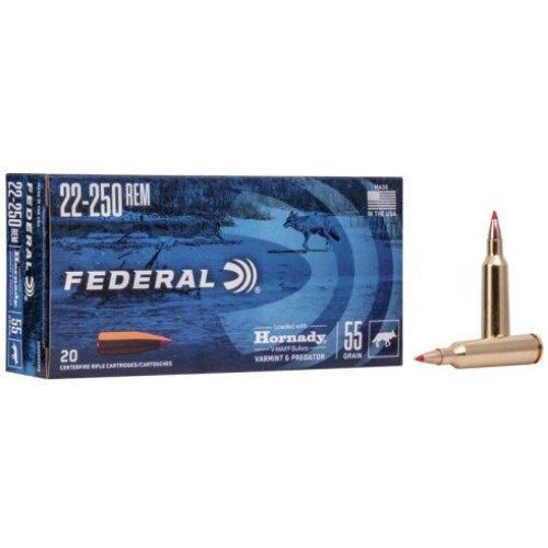 Federal .22-250 55gr V-Max Ammunition 22250VM2