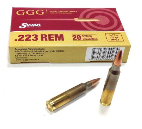 GGG .223 69gr Ammunition Loaded With Sierra HPBT Match Bullet