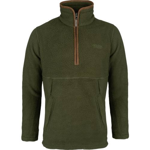 Image Of Jack Pyke Sherpa 1/2 Zip Pullover Fleece - Oilve jack pyke sherpa pull over olive