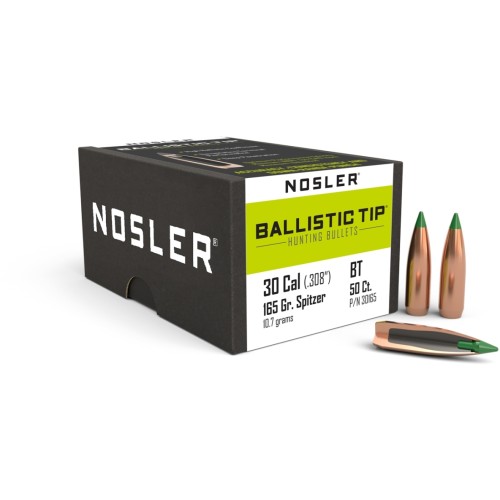 Nosler .30 Cal 165gr Ballistic Tip Hunting Bullet Heads 30165