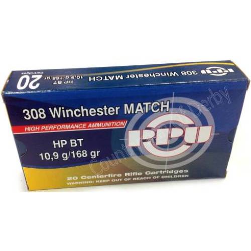 PPU .308 Win 168gr HPBT Match Ammunition