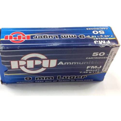 PPU 9mm Luger 115gr FMJ Ammunition