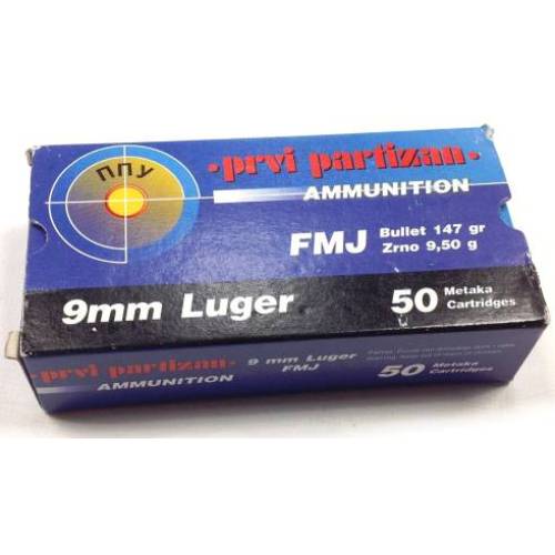 PPU Prvi Partizan 9mm 147gr FMJ Ammunition