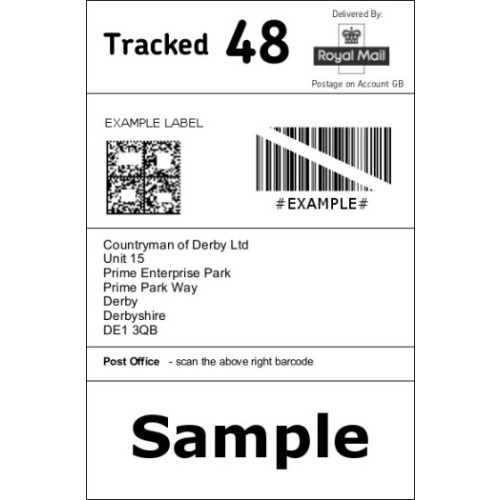 Countryman Of Derby Royal Mail Post Paid Tracked Returns Label