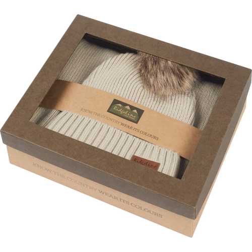 Image Of Ridgeline Baltic Bobble Hat & Scarf Set Sand ridgeline baltic bobble hat and scarf set sand