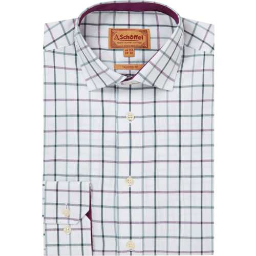 schoffel baconsthorpe tailored deep purple check shirt