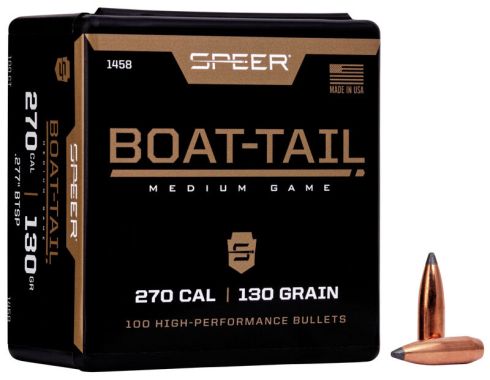 Speer .27 Cal 130gr Boat-Tail SP Soft Point Bullet Heads 1458